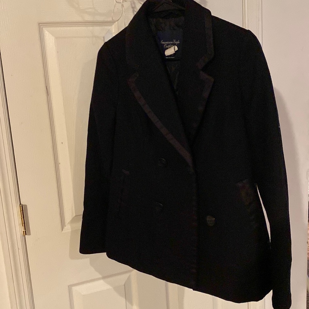 Black pea coat.
